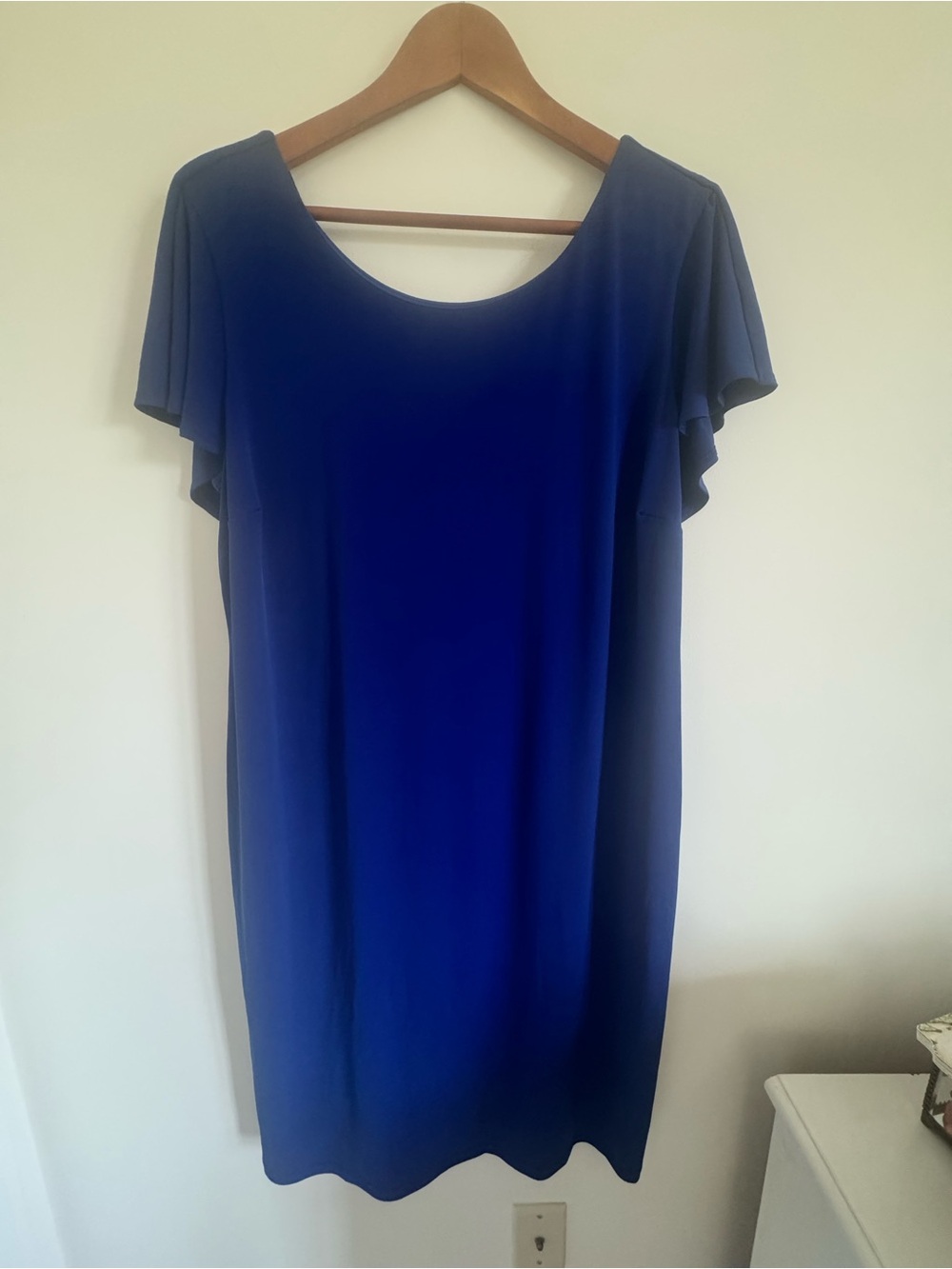 Motherhood Maternity Royal Blue Midi Dress with Flutter Sleeves